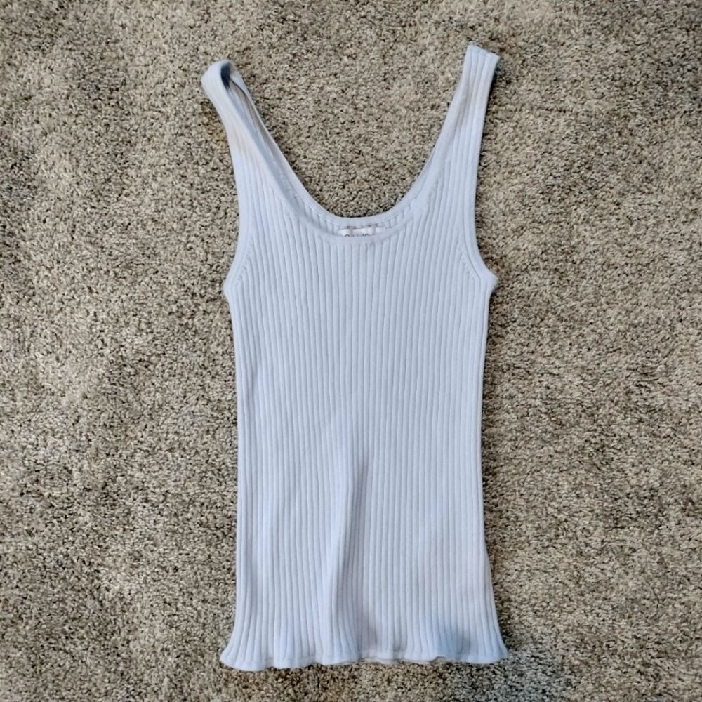 Women's Light Blue Ribbed Calvin Klein Tank Top Sz S